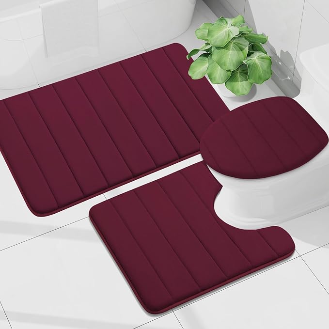 Buganda Memory Foam Bath Mat, 70" x 46", Ultra Soft and Non-Slip Bathroom Rugs, Water Absorbent and Machine Washable Bath Rug Runner for Bathroom, Shower, and Tub, Burgundy