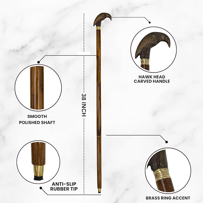 All Black Snake Handle Spiral Wooden Walking Cane