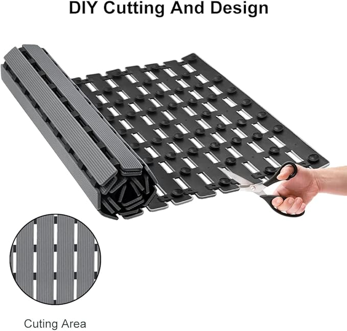 MBOSS Bathtub Mat Non Slip, Shower Mat for Inside Shower, Suction Cups Design and Drain Holes, 37.5 X 15.7 Inch, Bathroom Essentials Safe, Easy to DIY Cut, Soft and Eco-Friendly Materials