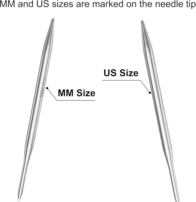 uxcell Size US 8 (5mm) Knitting Needles Circular Needle 16 Inch(40cm) Round Metal Stainless Steel Needle for Handmade Projects DIY Knitting