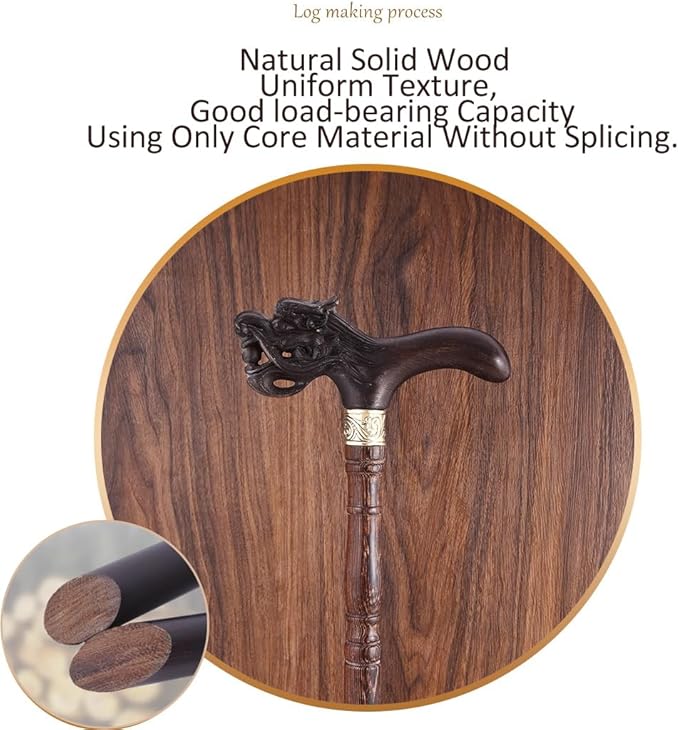 Wooden Walking Canes for Men and Women, Natural Rosewood Walking Sticks for Senior Support, Up to 500 Lbs Walking Stick, Heavy-Duty Walking Cane for Men, Suitable for Gift Giving