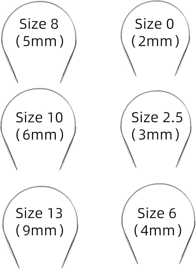 Stainless Steel Circular Knitting Needles Set Round Metal 16 Inch Kit Size （0/2.5/6/8/10/13）