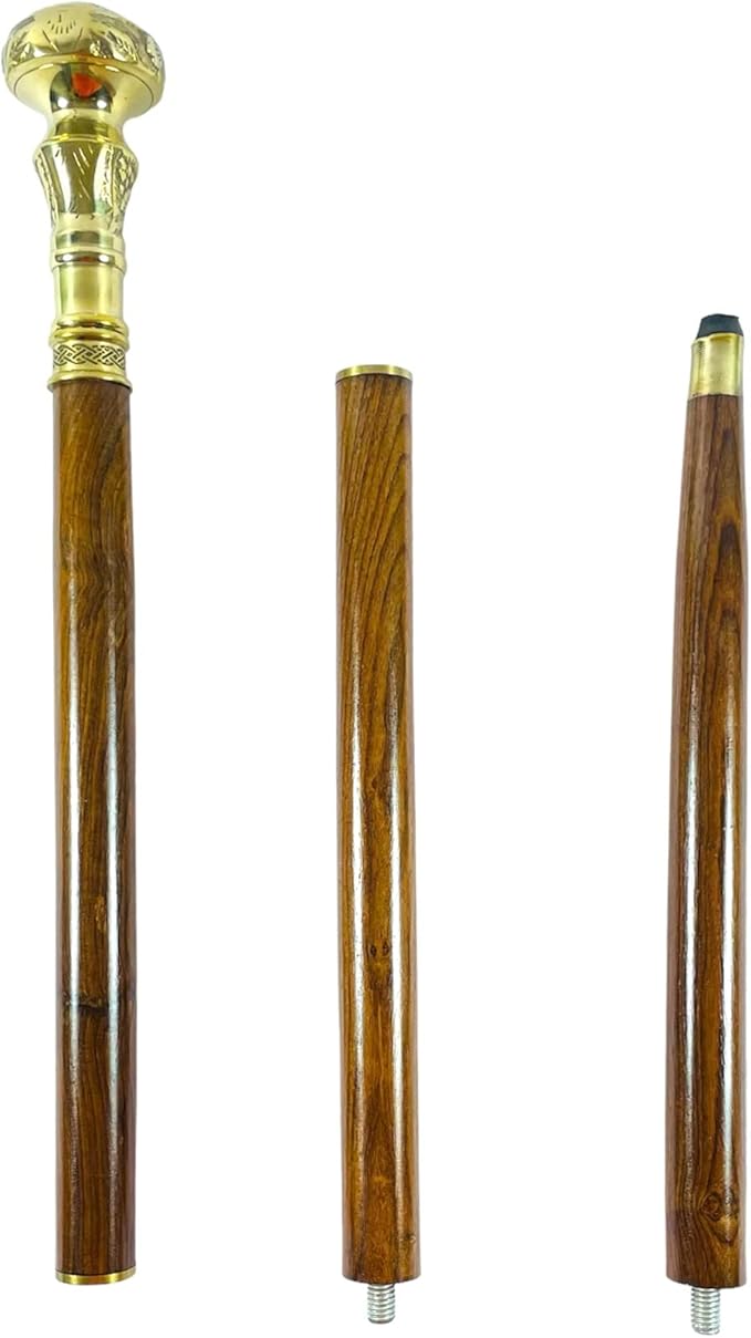 All Black Snake Handle Spiral Wooden Walking Cane