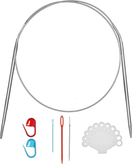 31inch (80cm) Stainless Steel Circular Knitting Needle Size US 0 (2.0mm) Metal Knitting Needles Set for Making Sweater Shawl Scarf