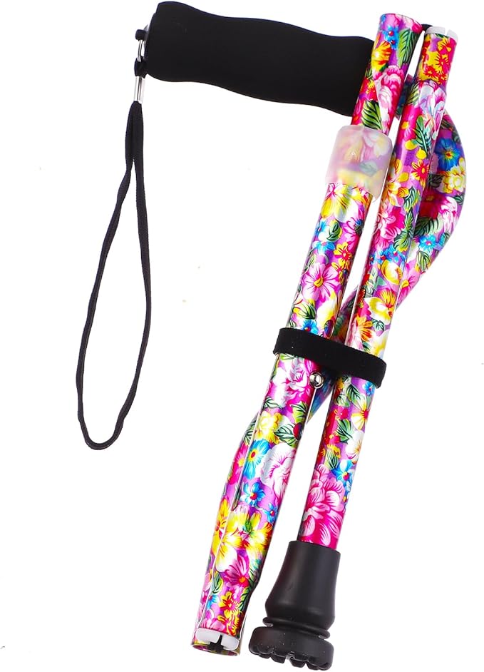 Elegant Walking Cane for Women, Foldable & Adjustable Cane for Seniors with Self-Standing Tip | Lightweight Mobility Aid for Stability & Balance Support