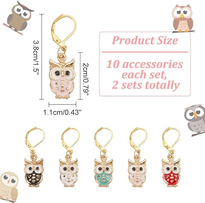 NBEADS 20 Pcs 5 Colors Owl Stitch Markers, Alloy Enamel Crochet Charms Stitch Marker Knitting DIY Gift for Knitting Weaving Sewing Accessories Quilting Jewelry Making