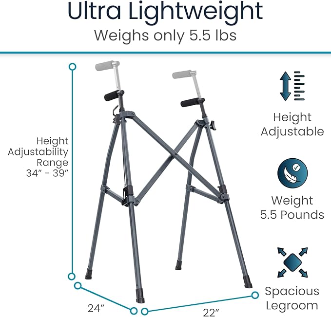 Vive Lightweight Folding Walker for Seniors - Narrow Foldable Rolling Walker for Small Spaces- Compact & Collapsible for Travel - with Wheels, Mobility Support, Portable- Weighs Only 5.5 Pounds