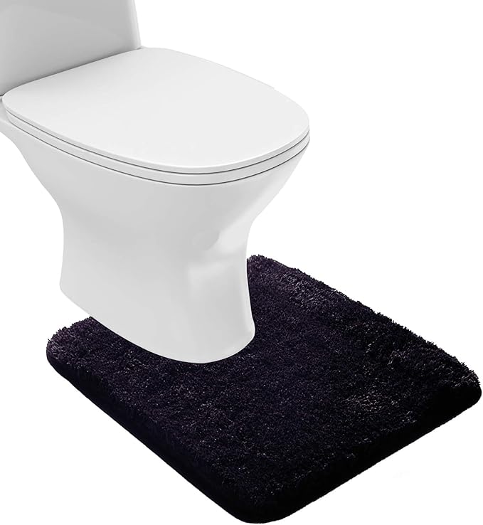 Suchtale Bathroom Contour Rug Non Slip Bath Mat Water Absorbent Soft Microfiber Shaggy Bathroom Mat Machine Washable Bath Rug for Bathroom Thick Plush U Shape Toilet Rug (20 x 24, Dark Purple)