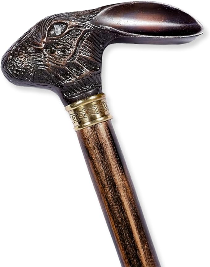 All Black Snake Handle Spiral Wooden Walking Cane