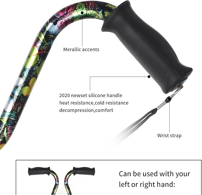 Elegant Walking Cane for Women, Foldable & Adjustable Cane for Seniors with Self-Standing Tip | Lightweight Mobility Aid for Stability & Balance Support