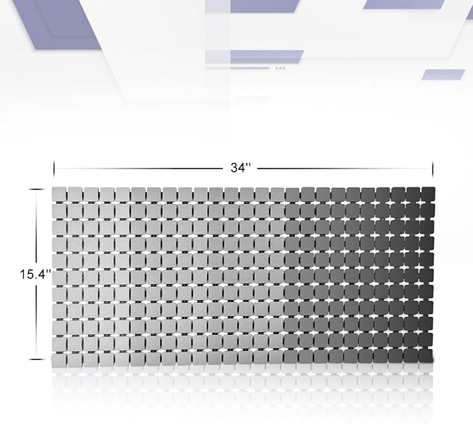 Extra Long Shower Stall Mat Non Slip Bathtub Bath Mats with Suction Cups and Drain Holes- 34 X 15.4 Inch (Gradient Gray)