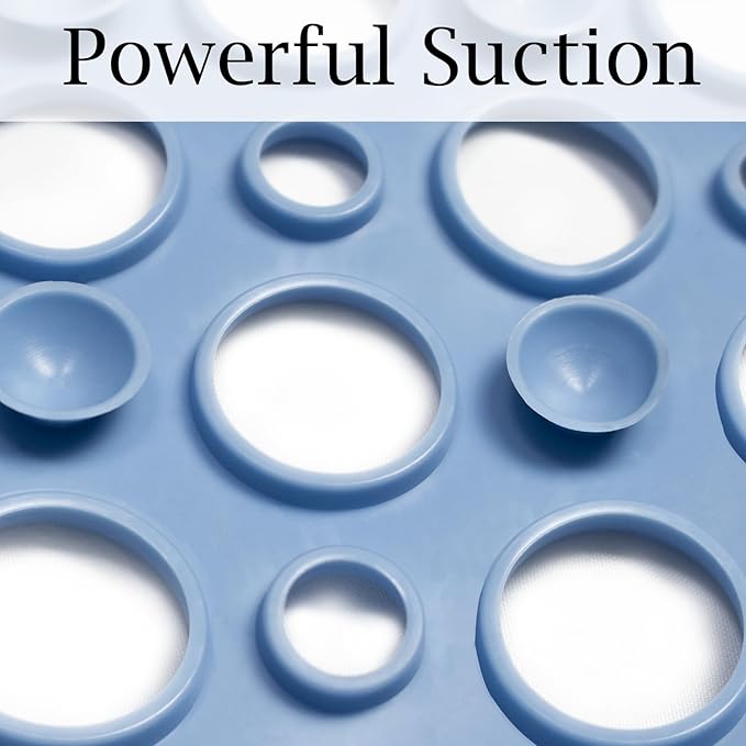 Extra Large Shower Mat Non Slip,47 * 31 Inch Bathtub Mat for Shower with Big Suction Cups,Oversized Anti Slip Bath/Shower Mats for Inside Outside Shower,Perfect for Elderly, Blue