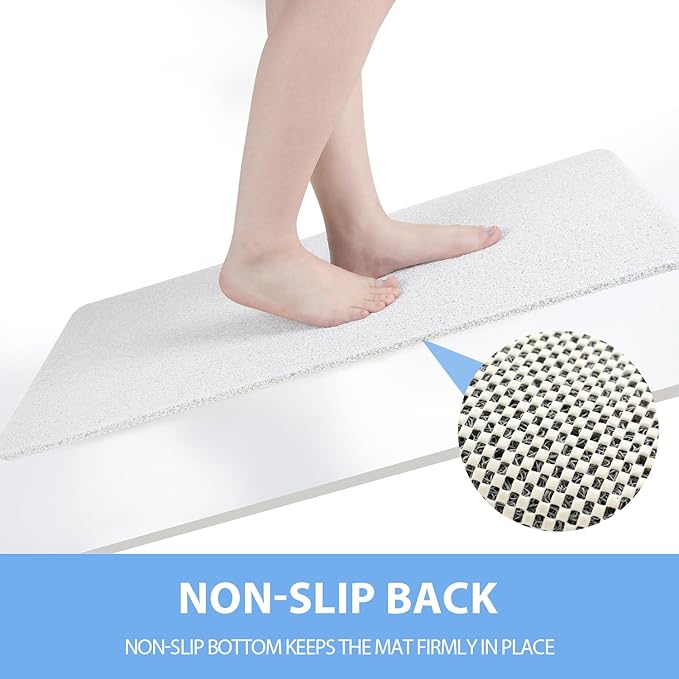 Non-Slip Bathtub Mat, Anti Slip Shower Mat, Fast Drying Bathtub Mats, Foot Scrubber Mat, Anti Slip Mat for Tub, Floor, Bathroom, Kitchen, Home, Hotel (White 40"×28")