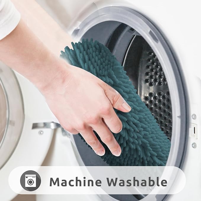 Non-Slip Bath Rug,Extra Soft Microfiber Bedroom Shag Carpet with Anti-Slip Backing,Water/Dust Absorbent Fast Dry Shower Mat,Sound Insulated Stairs Pad,Machine Washable (Turquoise,12 x 19 Inches)