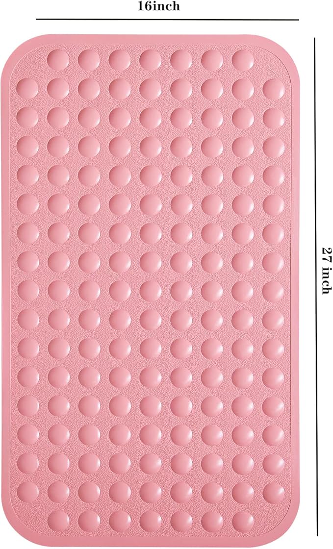 Yanzifly Bathtub Mat Non Slip Bath Mat for Tub Silicone Soft Bath Tub Mat Non Slip Shower Mats, Suction Cups Bath Tub Anti Slip Matt for Family Use, Machine Washable - Pink