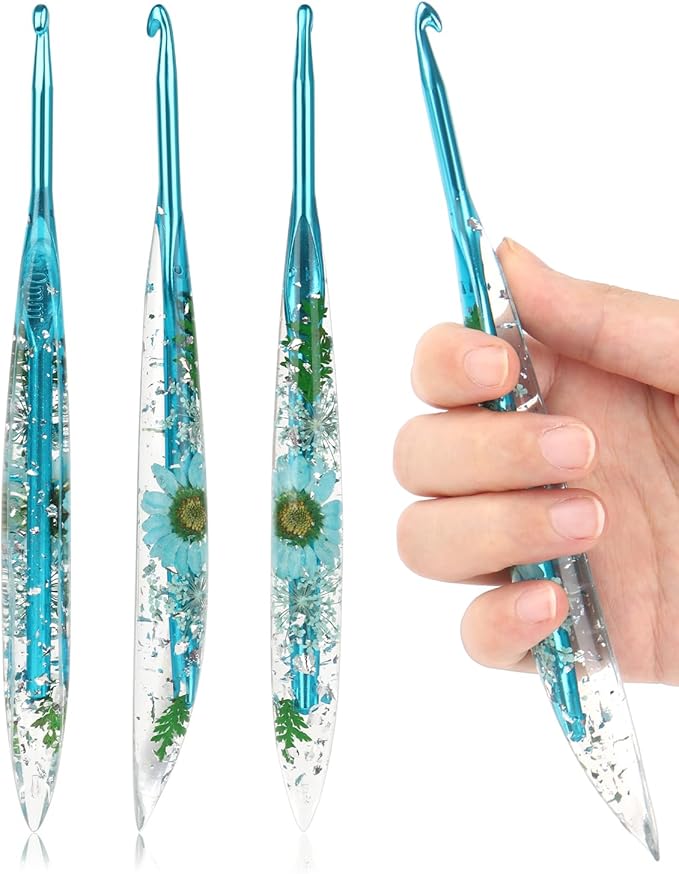 Coopay Crochet Hooks, 5mm Ergonomic Crochet Hook with Floral Plastic Grips, Stylish and Unique, Ideal for Crocheting Blankets, Dolls, Shawls, Hats, Scarves (H-5.0mm)