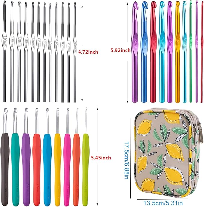 Weabetfu 102pcs Crochet Hooks Set Crochet Hook Kit with Case Ergonomic Crochet Needles for Arthritic Hands and Crochet Accessories Complete Crochet Set for Beginners & Experieced Crochet Lovers