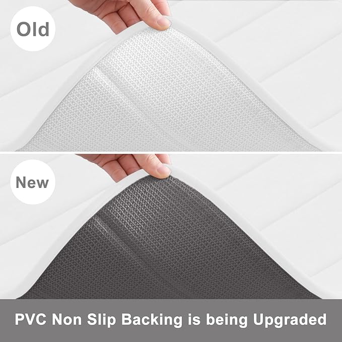 Buganda Memory Foam Bath Mat, 47" x 24", Ultra Soft and Non-Slip Bathroom Rugs, Water Absorbent and Machine Washable Bath Rug Runner for Bathroom, Shower, and Tub, White