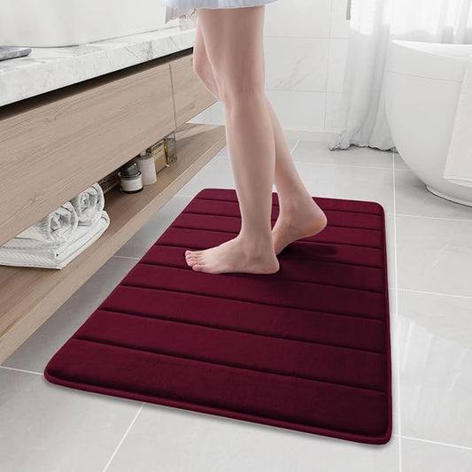 Buganda Memory Foam Bath Mat, 35.4" x 24", Ultra Soft and Non-Slip Bathroom Rugs, Water Absorbent and Machine Washable Bath Rug Runner for Bathroom, Shower, and Tub, Burgundy