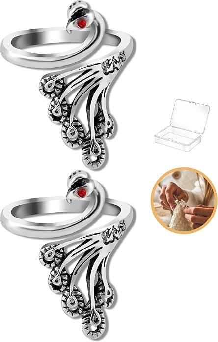 Namifin Crochet Ring for Fingure Adjustable Crochet Tension Ring Yarn Tension Rings Easy Crocheting Crochet Accessories Mother Grandma Thanksgiving Presents