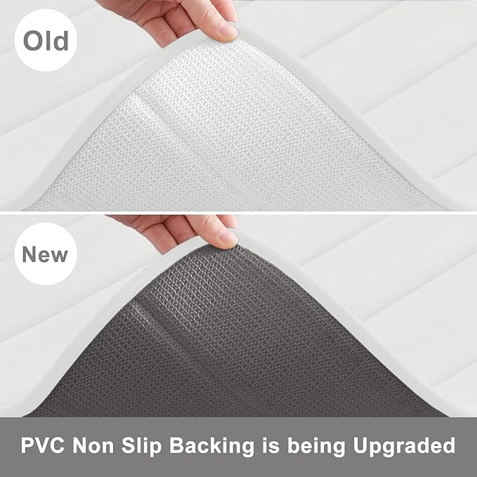 Buganda Memory Foam Bath Mat, 47" x 20", Ultra Soft and Non-Slip Bathroom Rugs, Water Absorbent and Machine Washable Bath Rug Runner for Bathroom, Shower, and Tub, Ivory