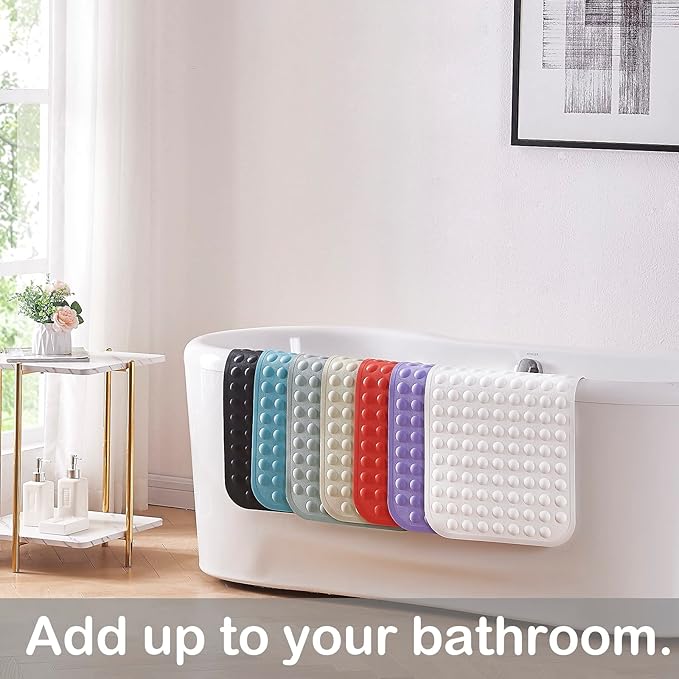 Yanzifly Bathtub Mat Non Slip Bath Mat for Tub Silicone Soft Bath Tub Mat Non Slip Shower Mats, Suction Cups Bath Tub Anti Slip Matt for Family Use, Machine Washable- Black