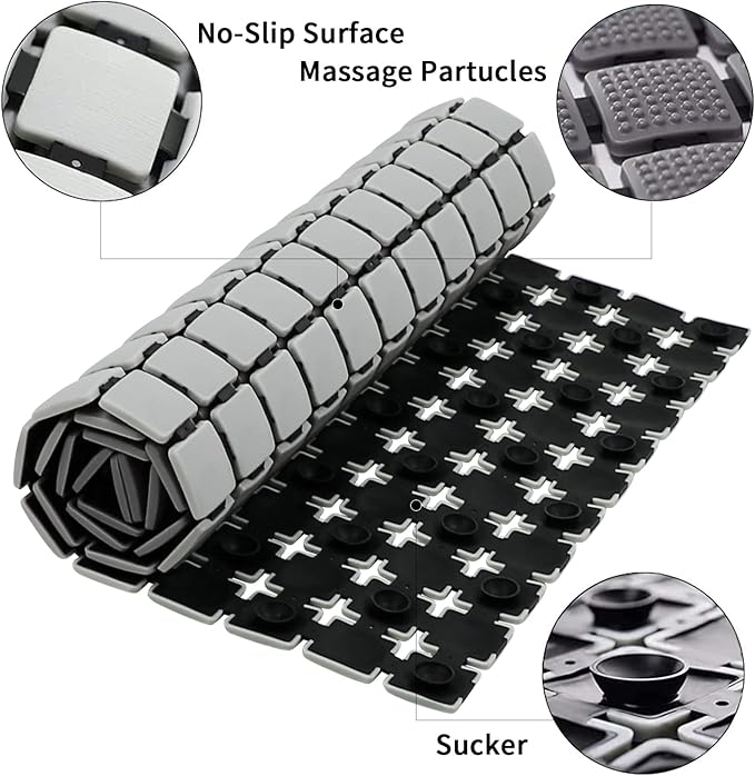 Non Slip Massage Bathtub Mat,Shower Mat Non Slip 33.4 x 15.7 Inch Large Size with Suction Cups and Drain Holes Bath Mat for Tub