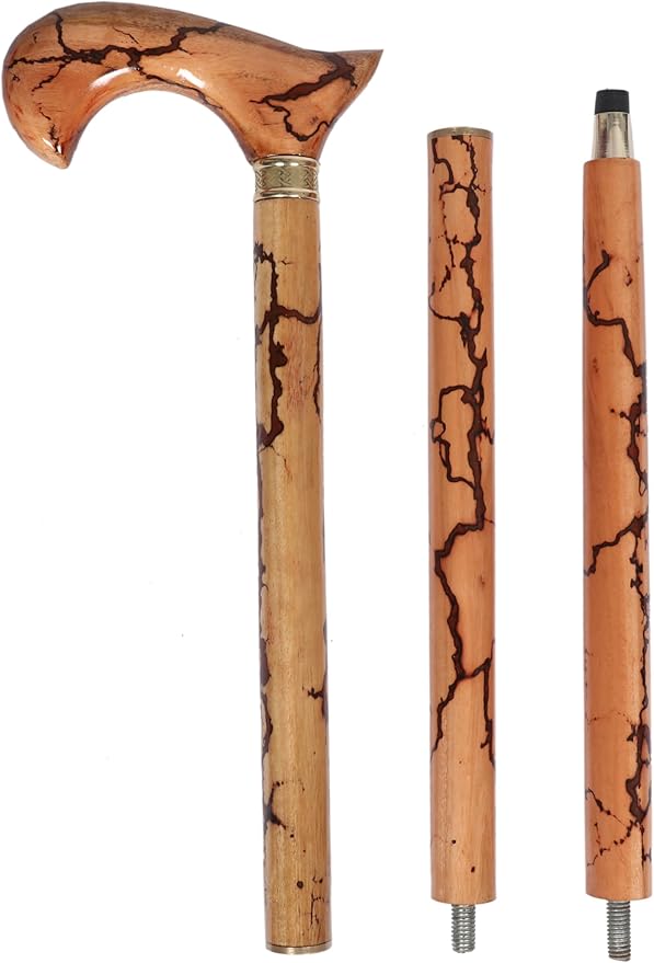 All Black Snake Handle Spiral Wooden Walking Cane
