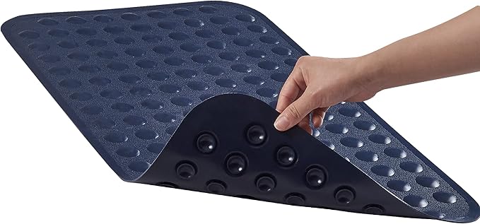 Yanzifly Bathtub Mat Non Slip Bath Mat for Tub Silicone Soft Bath Tub Mat Non Slip Shower Mats, Suction Cups Bath Tub Anti Slip Matt for Familu Use, Machine Washable - Navy Blue