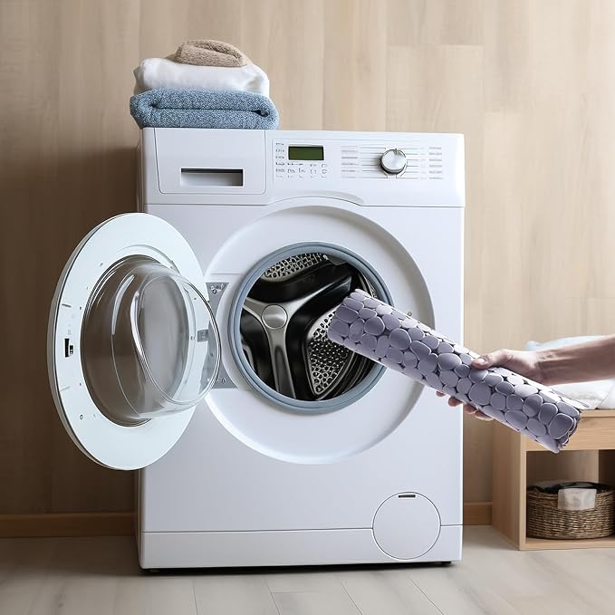 Bath Shower Mat Non Slip: Extra Large Pebble Bathtub mat for Families, Anti Slip Shower Matt with Drain Holes Suction Cups Tub Mat - 16 X 40 Inch Grey