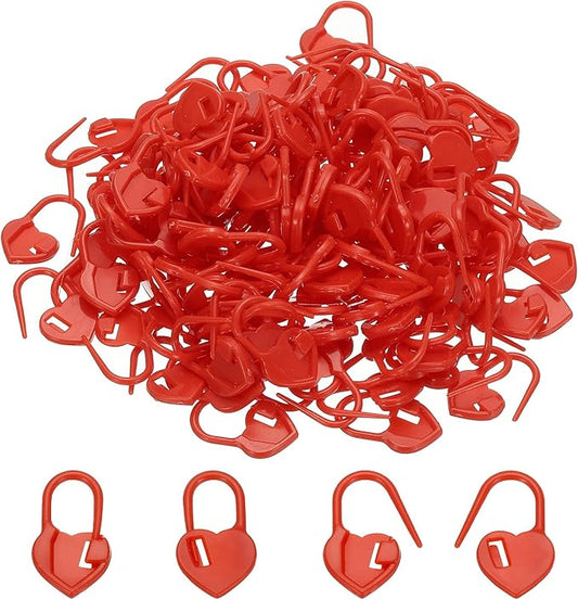 PATIKIL Crochet Stitch Markers, 150Pcs Plastic Knitting Markers Needle Pin Heart Locking Stitch Marker for Sewing Crocheting DIY Craft, Red