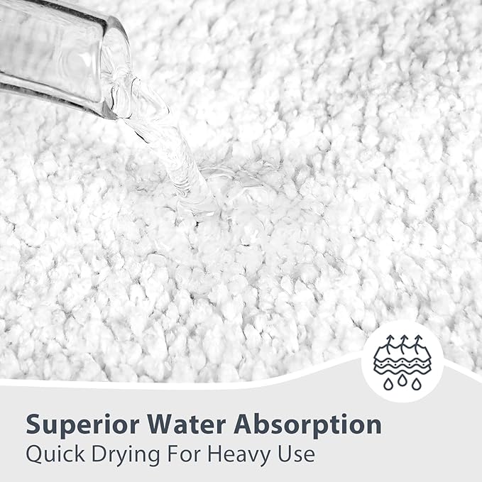 Bathroom Rugs 24" x 60", Non-Slip Extra Soft Absorbent Bath Rugs, Machine Washable Quick Dry Bath Mats for Bathroom Floor, Shower, Bathtub and Sink, White