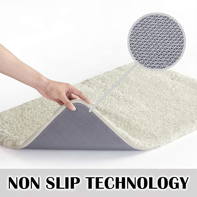 Suchtale Extra Soft & Absorbent Shaggy Bath Mat - Machine Washable Microfiber, Non Slip, 24 x 40 Ivory