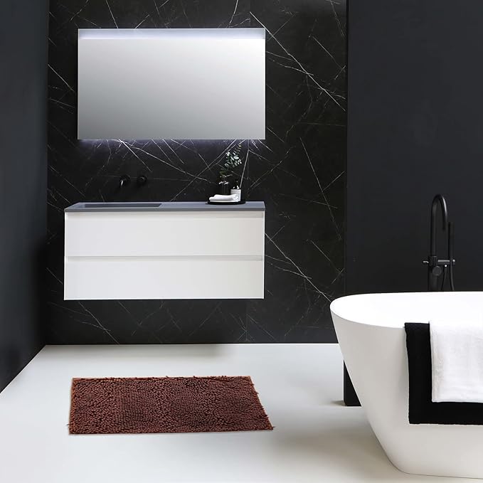 Non-Slip Bath Rug,Extra Soft Microfiber Bedroom Shag Carpet with Anti-Slip Backing,Water/Dust Absorbent Fast Dry Shower Mat,Sound Insulated Stairs Pad,Machine Washable (Coffee,15 x 23 Inches)