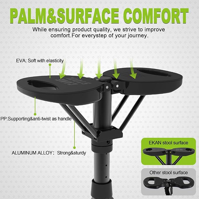 Cane with Seat Portable Walking Stick Folding Chair Lightweight Aluminum Mobility Aid Crutch Chair Height Adjustable with Carry Bag for Seniors Elderly Handicap Waiting/Queuing/Fishing