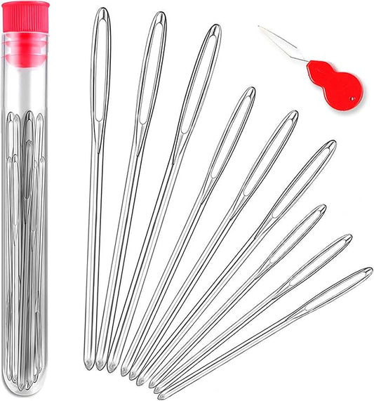 ORRDICE Large-Eye Blunt Needles, Stainless Steel Yarn Knitting Needles, Sewing Needles, Crafting Knitting Weaving Stringing Needles, Perfect for Finishing Off Crochet Projects(9 Pieces)