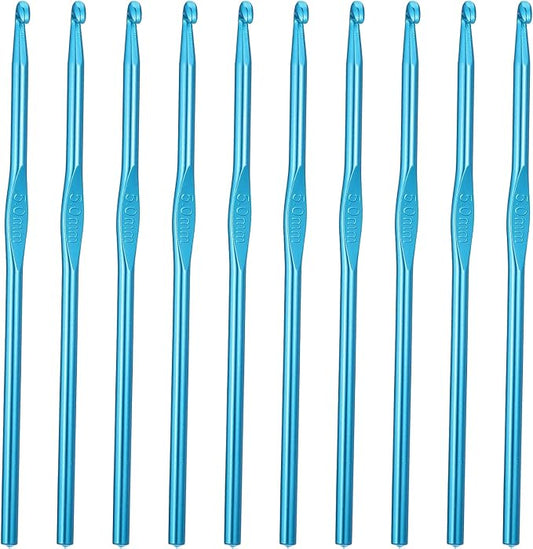 10 PCS 5mm Crochet Hook, Aluminum Crochet Hooks for Beginners, Blue Knitting Needles for DIY Yarn Crafts (US Size H/8)