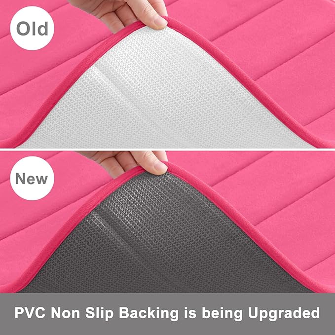 Buganda Memory Foam Bath Mat, 55" x 24", Ultra Soft and Non-Slip Bathroom Rugs, Water Absorbent and Machine Washable Bath Rug Runner for Bathroom, Shower, and Tub, Deep Pink