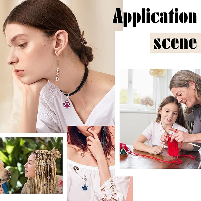 NBEADS 8-Piece Dog Paw Stitch Markers, 8 Color Enamel Alloy Crochet & Knitting Stitch Marker Charms