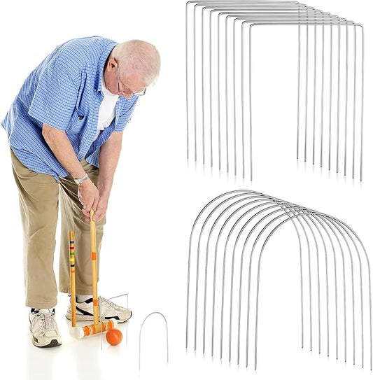 Droutti 18 Pcs Croquet Wickets Set - 11.5 x 6.1 Inch Square & Arched Wickets - Replacement for Croquet Metal Hoops - Galvanized Rustproof - Lawn Backyard Outdoor Game