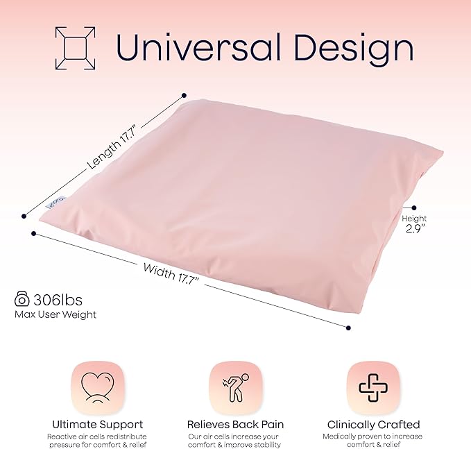 ENORA Air Cushion (Relieving Peach) – Pressure Relief Seat Cushion for Sciatica, Tailbone & Back Pain | Orthopedic Inflatable Chair Support for Office, Travel, Wheelchair & Post-Surgery Use