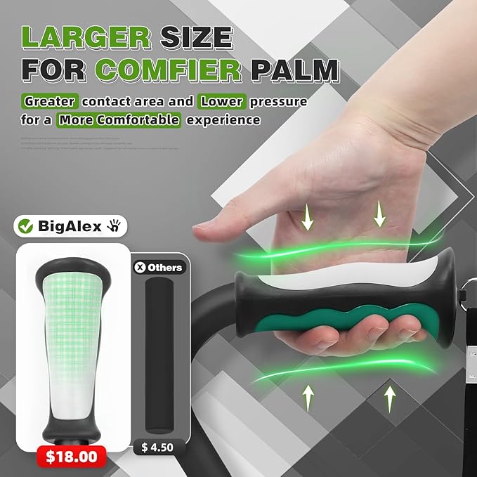 BigAlex Quad Cane, Foldable Adjustable Walking Cane for Men & Women with Stable 4-Pronged Base for Extra Stability & Balance, Heavy Duty, Lightweight, Soft Offset Handle Stick for Seniors & Elderly