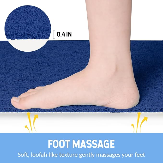 Non-Slip Bathtub Mat, Anti Slip Shower Mat, Fast Drying Bathtub Mats, Foot Scrubber Mat, Anti Slip Mat for Tub, Floor, Bathroom, Kitchen, Home, Hotel (Navy Blue 24"×24")