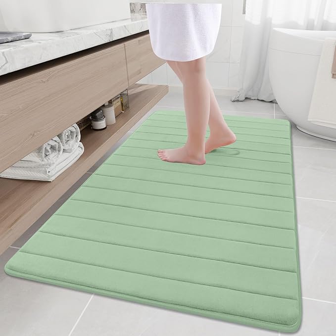 Buganda Memory Foam Bath Mat, 59" x 34", Ultra Soft and Non-Slip Bathroom Rugs, Water Absorbent and Machine Washable Bath Rug Runner for Bathroom, Shower, and Tub, Sage Green