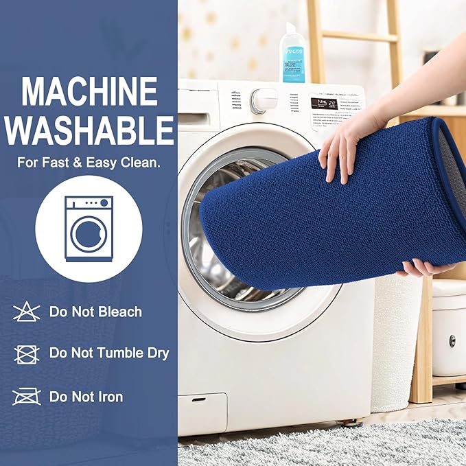 OLANLY Thick Memory Foam Bath Mat Rug 24x16, Extra Soft Absorbent Bathroom Rug, Quick Dry Bath Mats, Non-Slip, Machine Washable Carpet for Bathroom, Tub and Shower, Home Decor Accessories, Navy