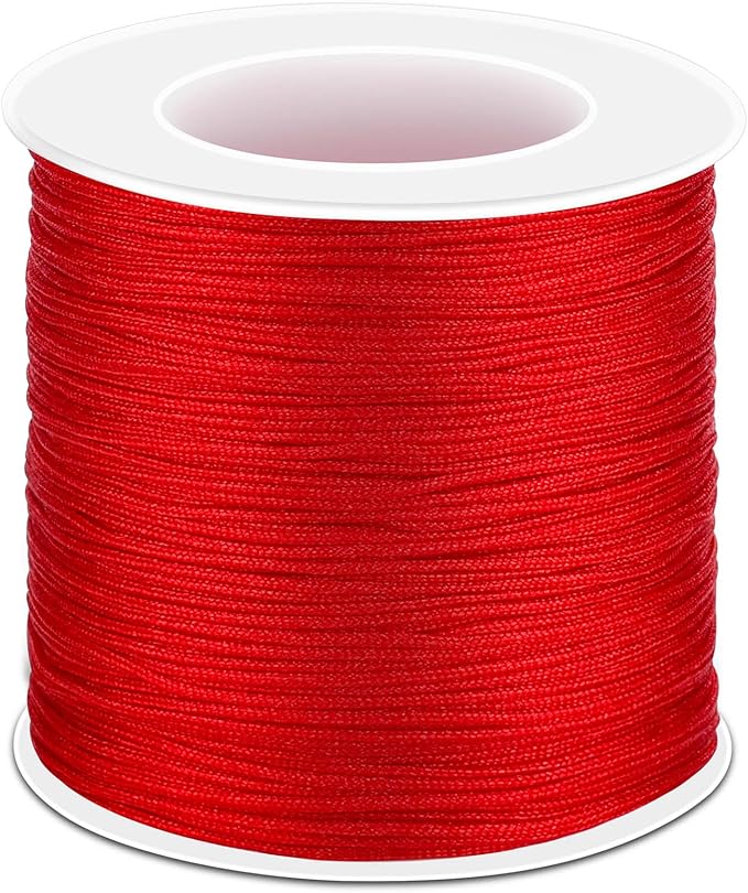 Anezus Red Nylon String for Bracelets, 0.8mm Nylon Thread Chinese Knotting Cord Wind Chime Outdoor Twine String for Beading, Necklaces, DIY Craft, Jewelry Making