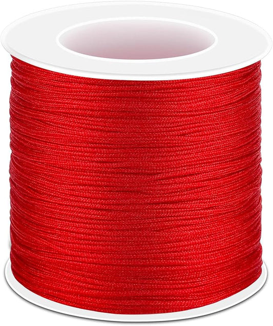 Anezus Red Nylon String for Bracelets, 0.8mm Nylon Thread Chinese Knotting Cord Wind Chime Outdoor Twine String for Beading, Necklaces, DIY Craft, Jewelry Making