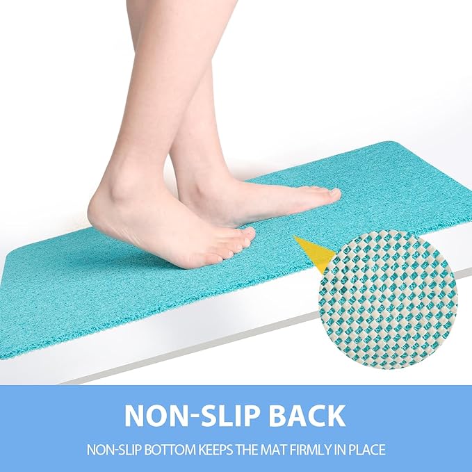 Non-Slip Bathtub Mat, Anti Slip Shower Mat, Fast Drying Bathtub Mats, Foot Scrubber Mat, Anti Slip Mat for Tub, Floor, Bathroom, Kitchen, Home, Hotel (Turquoise Blue 40"×16")