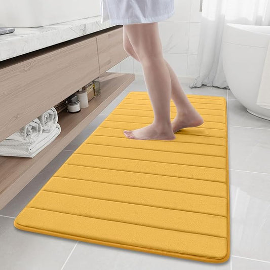 Buganda Memory Foam Bath Mat, 60" x 24", Ultra Soft and Non-Slip Bathroom Rugs, Water Absorbent and Machine Washable Bath Rug Runner for Bathroom, Shower, and Tub, Yellow