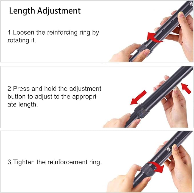 Folding Lightweight Walking Stick - Adjustable Aluminum Metal Collapsible Travel Cane with Non-Slip Rubber Base